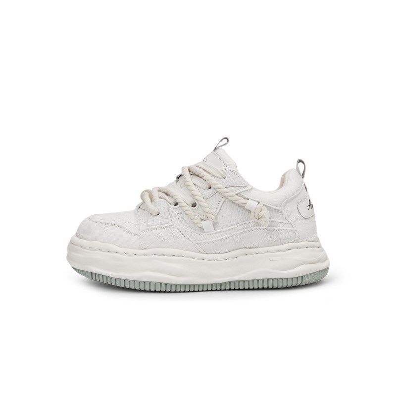 白色厚底帆布鞋男女情侣款休闲面包鞋小众7cm隐形内增高溶解板鞋,淘宝优惠券,粉丝福利购,淘宝优惠卷