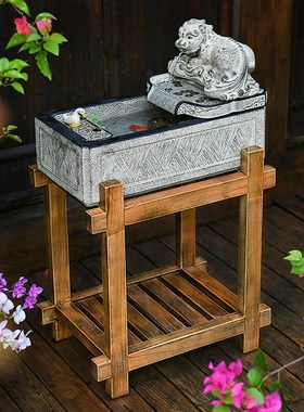 新中式玄关桌面招财流水摆件办公室前台循环水景茶室W开业乔迁礼