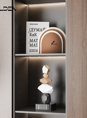 现代简约装饰f品摆件北欧风焦糖色家居摆设电视柜高端壁柜酒柜摆