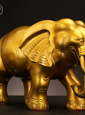 全黄铜吸水大象工艺品摆件一对客厅玄关酒柜装饰大号家居桌面饰品