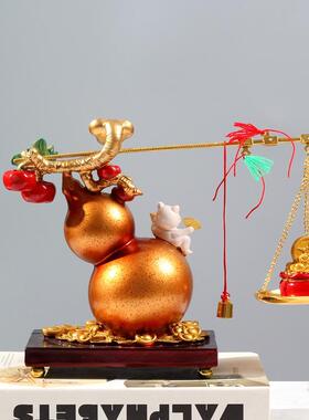 葫芦饰品客厅吉祥猫镇屋搬迁新家礼品入口装饰称重如意聚集财富福