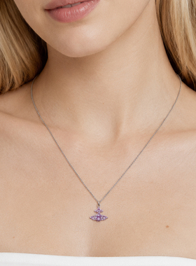 【新品】西太后Feodorita Pendant紫色水晶吊坠项链女链条锁骨链