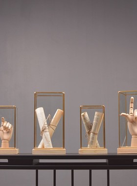 玻璃罩创意现代装饰摆件高档书柜办公室书桌玄关书房酒柜工艺品