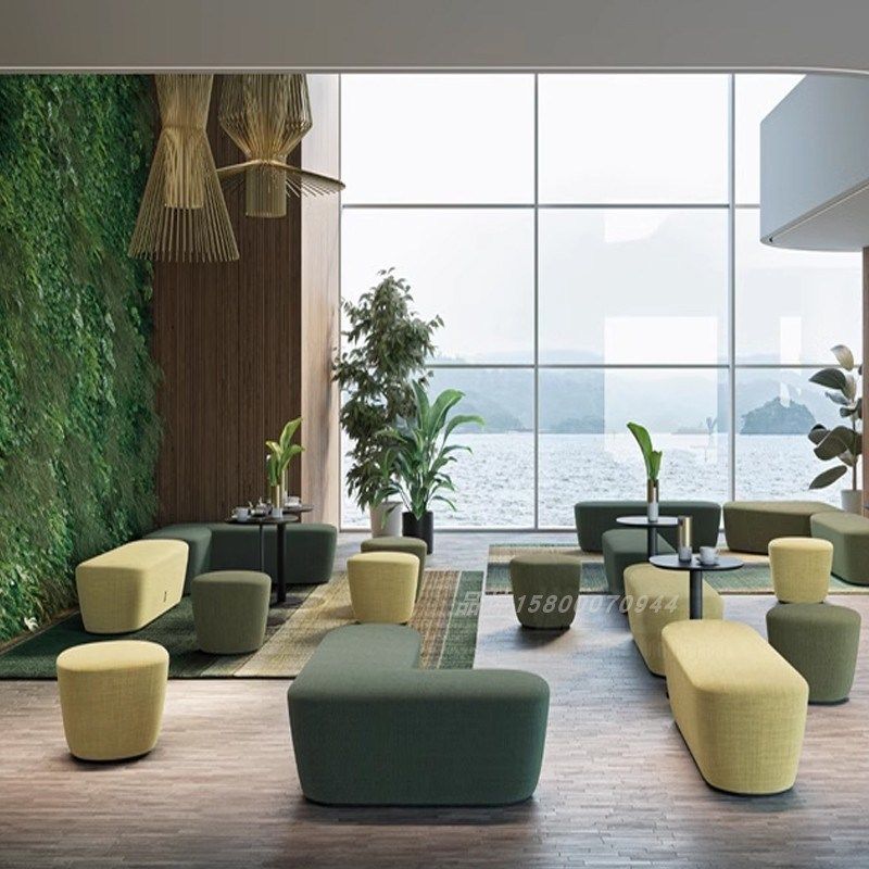 极简创意无靠背沙发异型三角形公司休息区接待洽谈会客皮布沙发凳,淘宝优惠券,粉丝福利购,淘宝优惠卷