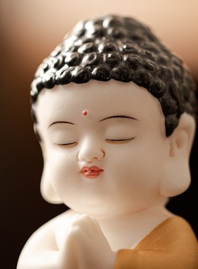 久造中式禅意如来可爱佛像小摆件创意家居客厅桌面摆设茶室装饰品