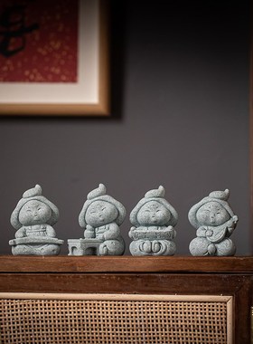 新中式唐朝仕女下棋抚琴琵琶圣旨茶宠摆件鱼缸造景客厅桌面装饰品