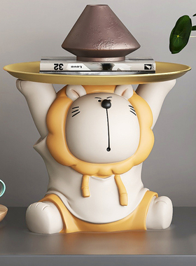 狮子玄关钥匙收纳摆件家居饰品创意电视柜装饰办公桌托盘乔迁礼物