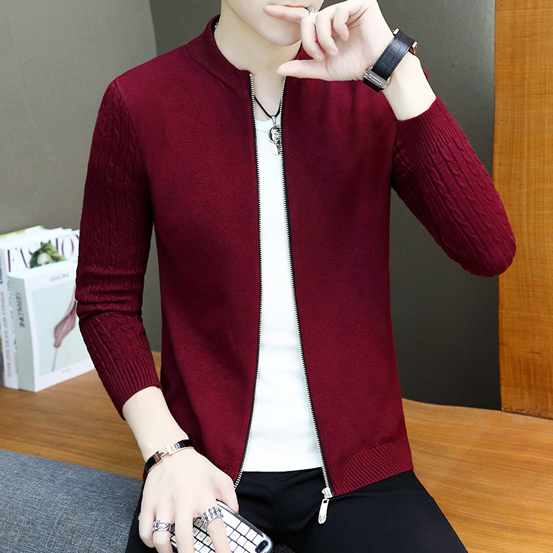 针织开衫男士外套2023年新款薄款轻熟风衣毛衫潮流春秋季男装夹克 - 图1