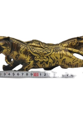 古玩铜器收藏仿古纯黄铜老虎百兽铜虎家居摆件