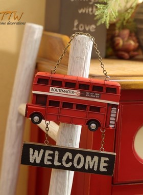 美式巴士壁挂复古汽车模型铁皮画创意店铺家居客厅餐厅墙面装饰