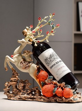 麋鹿红酒架新中式装修风格客厅酒柜餐边柜葡萄酒架装饰摆件送礼品
