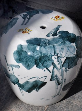 景德镇陶瓷凳子户外庭院子阳台石凳子凉墩换鞋凳手绘水墨牡丹浴室