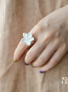 陋Lou 一朵樱花戒指 原创设计925银戒指开口 花朵造型仙气