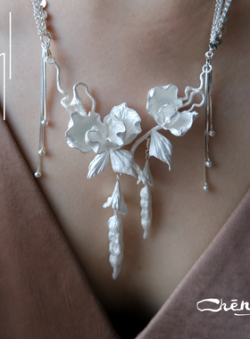 cheng 花豌豆节节项链 原创设计925银多层项链重工仙女送礼