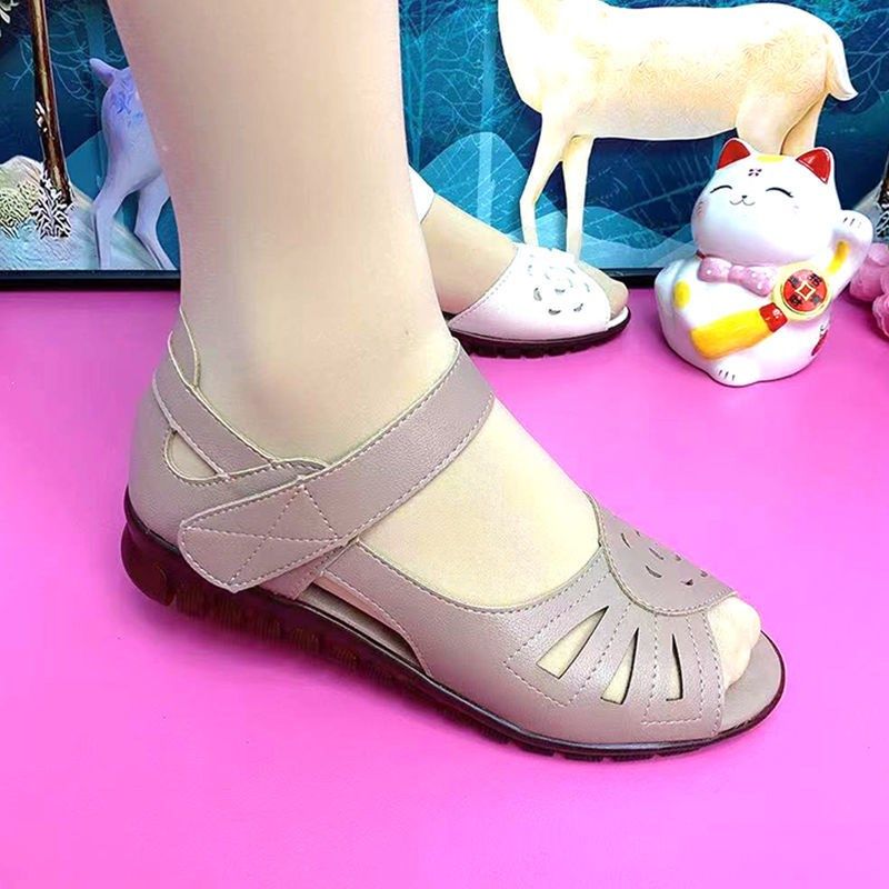 爆款夏季凉鞋女士2024新款平底牛筋软底妈妈鞋子女款中老年夏季鞋,淘宝优惠券,粉丝福利购,淘宝优惠卷