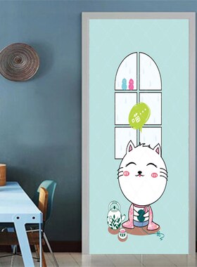 防盗门门上3d贴纸宠物店电梯间整张猫贴画自粘创意立体装饰门贴