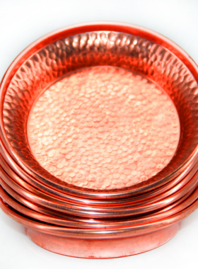 藏密坊 法会朵玛供盘小碟子红铜紫铜手工打磨供一套七个 烟供盘