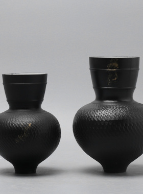新中式创意宽口绿色花瓶摆件客厅插花G花器花艺搭配陶瓷瓷器装饰