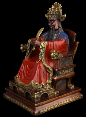 手工彩绘铜龙五爷摆件财神爷佛像家居铜伍爷摆设开业礼品