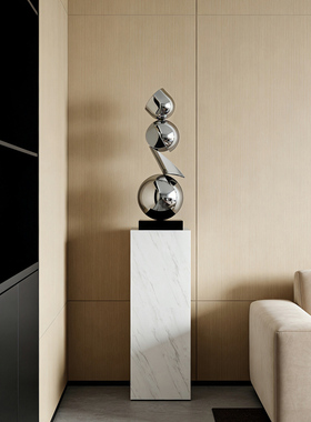 意式极简不锈钢叶子桌面雕塑