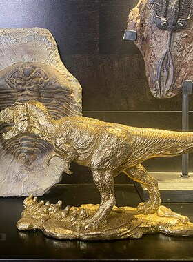 树脂鎏金恐龙客厅装饰品动物日常送礼霸王龙玄关艺术雕塑