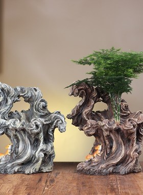 微景观造景仿树桩盆装饰绿植室内