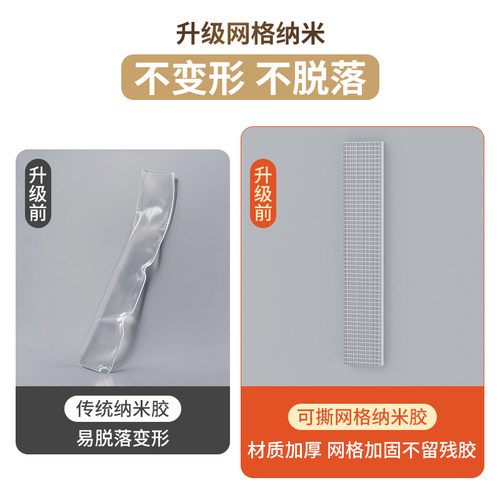 米乐奇网格纳米无痕双面胶带透明强力固定高粘度布基胶带防水易撕手撕玻璃墙面车用不留痕不伤墙专用无痕胶贴 - 图1