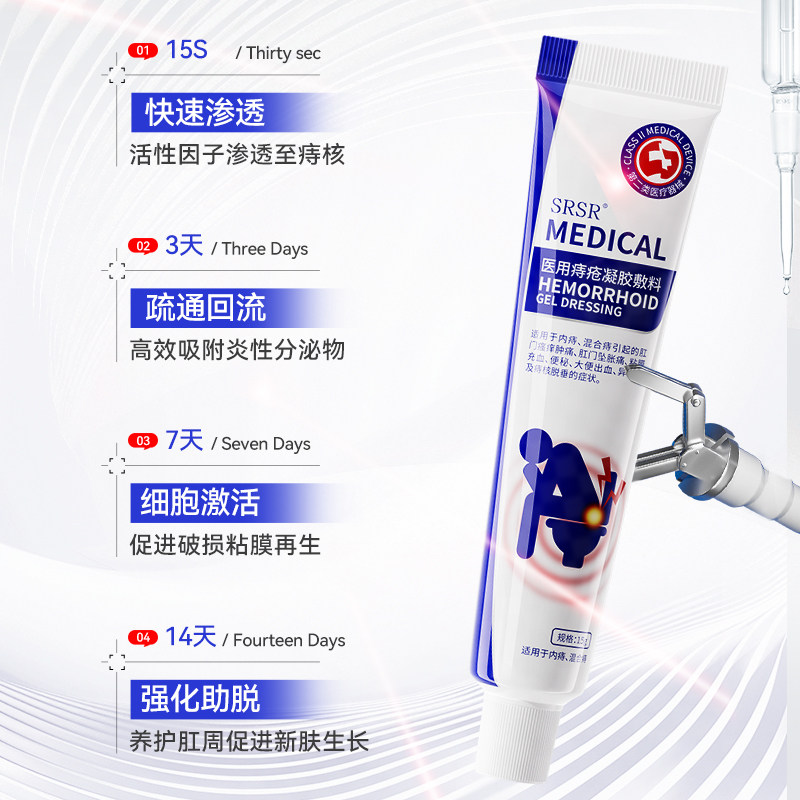 SRSR医用痔疮凝胶内痔混合痔大便出血肛门瘙痒肿痛专用凝胶A