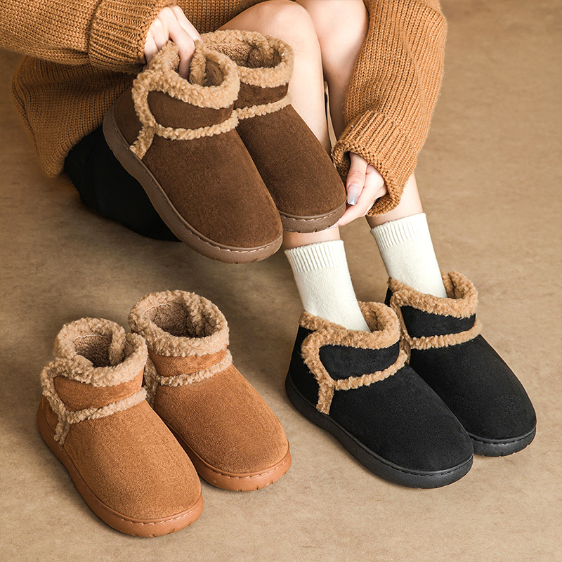 名创优品厚底雪地靴女2025冬季新款加绒厚棉鞋防滑外穿棉拖鞋御寒 - 图3