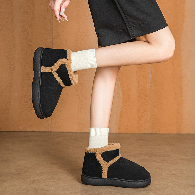 名创优品厚底雪地靴女2025冬季新款加绒厚棉鞋防滑外穿棉拖鞋御寒 - 图0