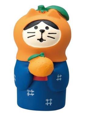 蜜柑橘子日式ZAKKA猫咪迷你装饰桌面摆件三毛猫拍照道具
