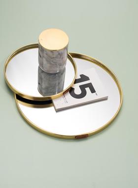 小西嘉斯堪的纳维亚风格无障碍豪华金镜托盘家庭珠宝托盘存储托盘