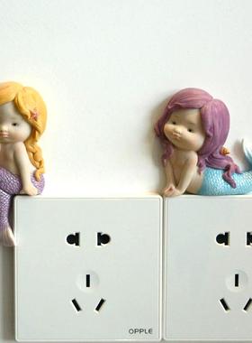 创意小猪开关贴墙贴3d立体动物摆设客厅房间卧室家用插座树脂装饰