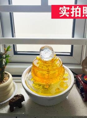 聚宝盆循环水流流水摆件桌面小型客厅玄关开业招财风水轮造景礼物