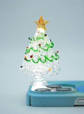 淄博纯手工琉璃圣诞树拉丝透明桌面摆件装饰品创意圣诞节生日礼物