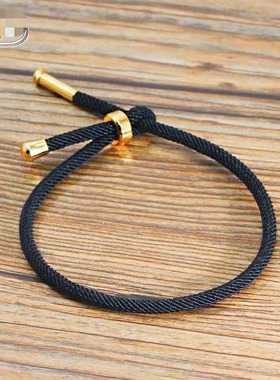 可穿3D硬黄金DIY手绳红绳3mm米兰绳手链男女情侣替换可调节皮绳