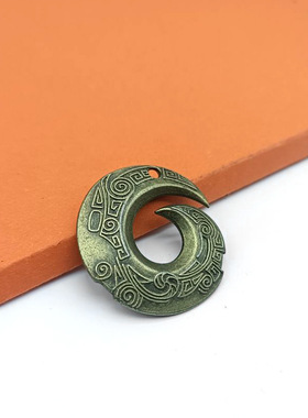 仿黄铜圆形时来运转圆吊坠纯铜钥匙扣挂饰复古做旧祥符刀纹螺吊坠