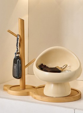 奶油风入户玄关钥匙收纳摆件家居装饰品进门鞋柜置物架放首饰托盘