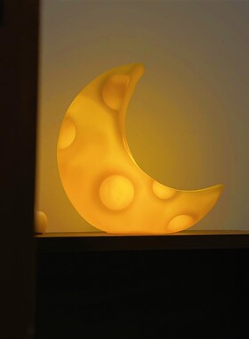 小老鼠的梦想 奶酪月亮创意月亮小夜灯摆件 桌面装饰生日礼物