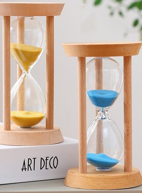 木质沙漏计时器30分钟三分钟3五1时间小摆件流沙瓶儿童半小时防摔