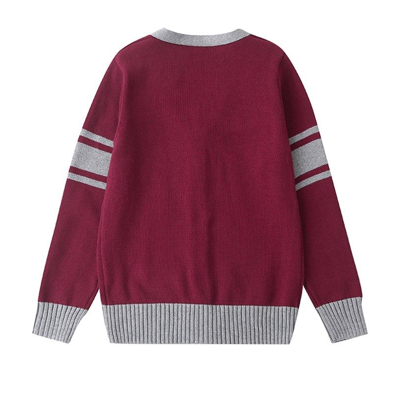 中小学英伦学院风男女童针织外套棉枣红间灰学生校服开衫长袖毛衣,淘宝优惠券,粉丝福利购,淘宝优惠卷
