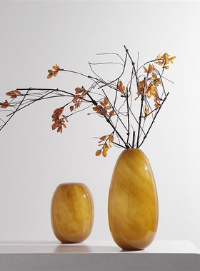 梵其简现代橘色插器台面干瓶样板房家居软饰品