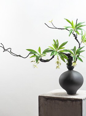 新黑色器插艺仿真绿植假饭店酒店饰摆软