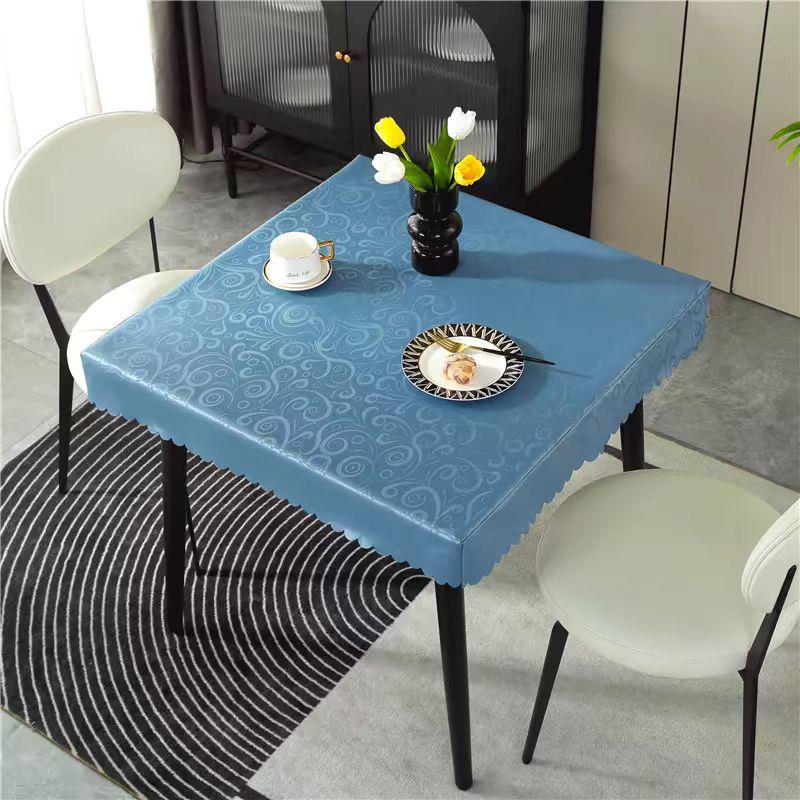 正方形防水防油防烫免洗桌布耐热防滑桌面垫PVC桌套简约桌布桌罩 - 图0