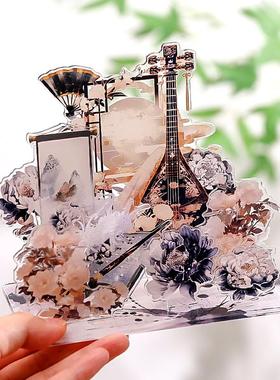 朝雨 梦回江南古风桌面摆件高级感小众装饰亚克力立牌吧唧展示架