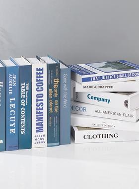 蓝色简约现代假书摆件创意家居饰品道具模型客厅电视柜装饰彷真书