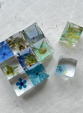 小红书同款手工滴胶植物方块成品立体标本永生花摆件送朋友礼物