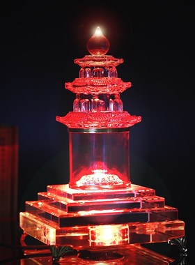 水晶塔大号装藏舍利子的塔文昌塔雷峰塔防尘罩发光彩