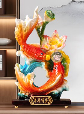 鱼跃龙门年年余入宅大吉寓意的家居客厅酒柜办公室饰品