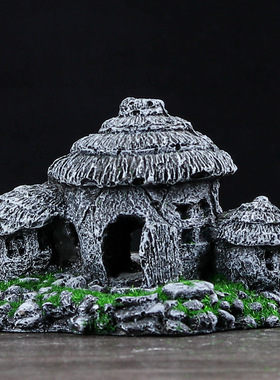 鱼缸造景假山餐装饰水草石头小小型水族布景躲避洞青苔